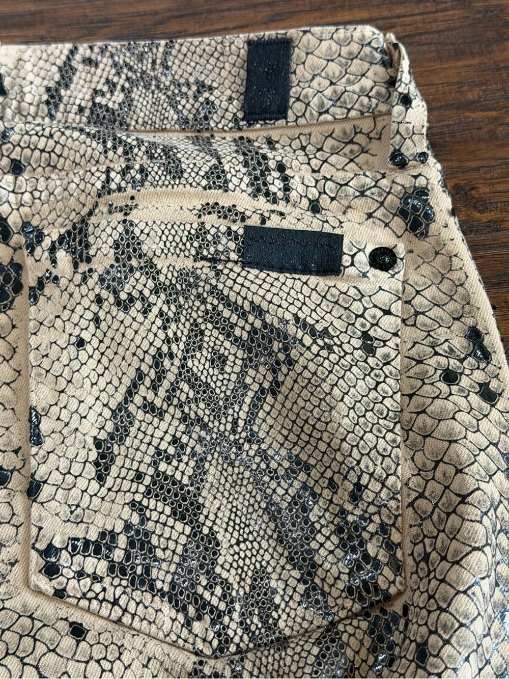 7 For All Mankind Women's Tan & Black Pattern "The Skinny" Pants Size 25 - Picture 5 of 12